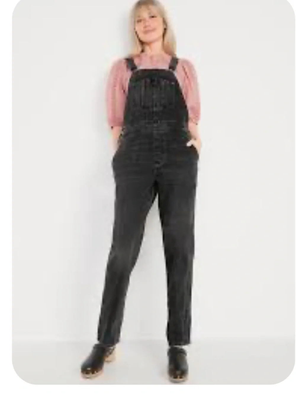 Women NEW 4 Black Overalls Old Navy Slouchy Straight Workwear Non Stretch Denim